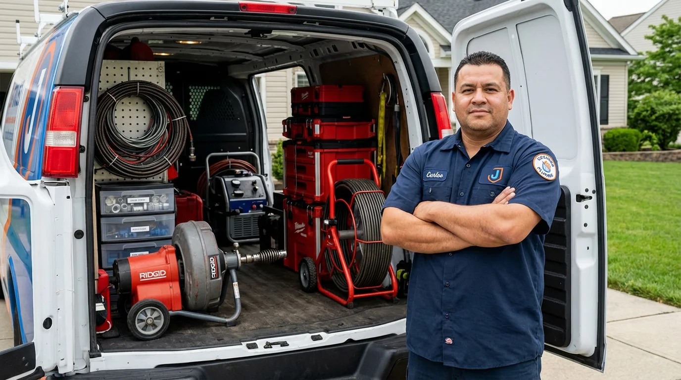 Professional drain cleaning equipment and Johns Plumbing LLC plumber in Reedsville