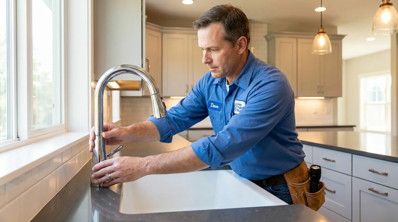 Kitchen faucet installation by Johns Plumbing LLC in Reedsville